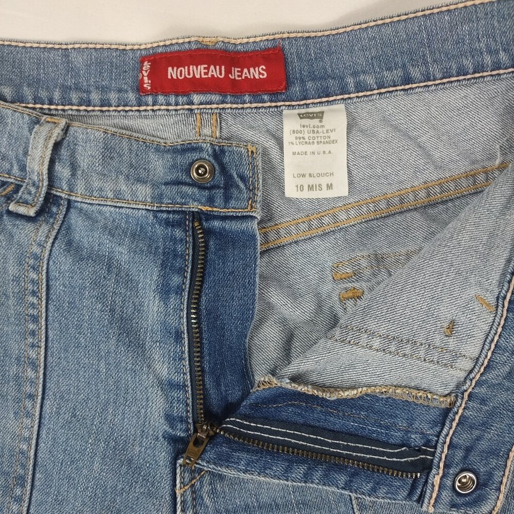 Levis Womens Nouveau Low Slouch Blue Jeans Flap Pockets Size 10 Miss M 34x33